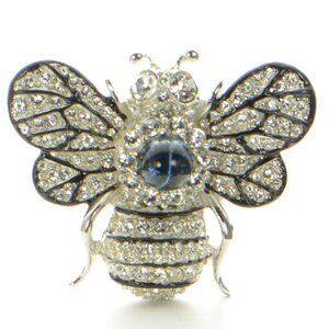 Vintage Kenneth Jay Lane KJL Enamel & Crystal Bee Pin Brooch